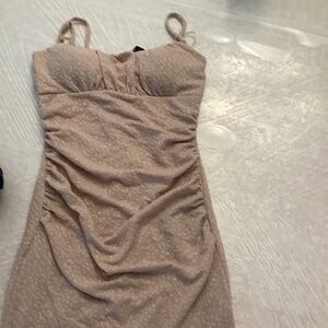 NWT Night Out Glittery Cream/ Pink Semi Formal Mini Dress Small